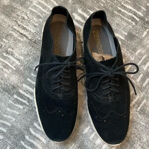 Cole Haan Zerogrand Black Suede Wing Tip Oxford shoe -size 9.5